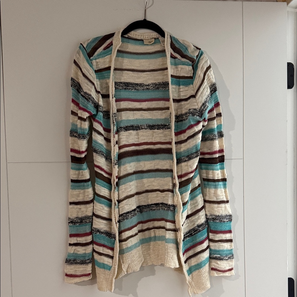 Daytrip Cream and Multicolor Striped Cardigan